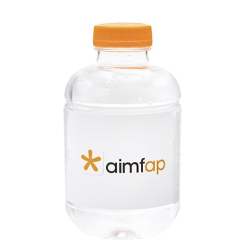 25cl Barcelona rPET Flasche. Papieretikett 1-2-Farben. Deckel orange