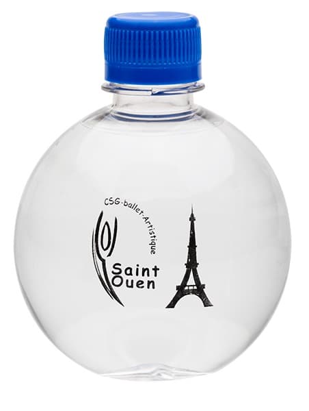 333 Runde Flasche. Direktdruck einfarbig. Blauer Deckel