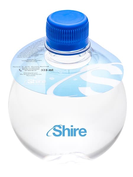 333 Runde Flasche. Direktdruck+ PVC Flaschenhals 2 Farben. Blauer Deckel