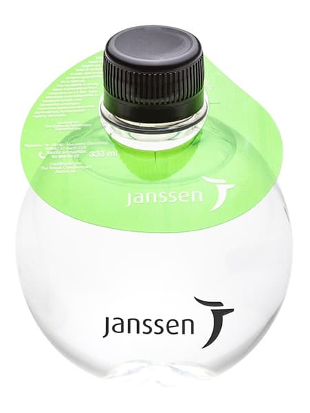 333 Runde Flasche. Direktdruck+ PVC Flaschenhals 2 Farben. Schwarzer Deckel