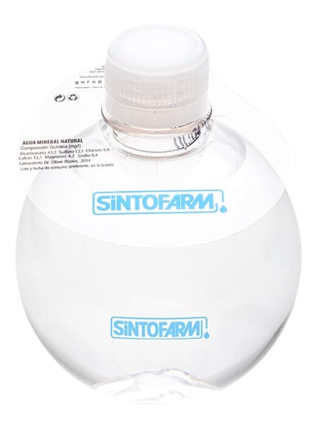 333 Runde Flasche. PVC Flaschenhals einfarbig. transparenter Deckel