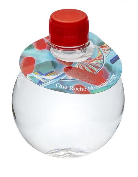 333 Runde Flasche. Papierflaschenhals Mehrfarbig. Roter Deckel