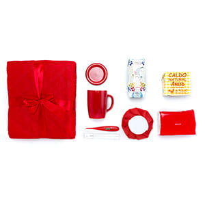 Personalisiertes "Gute Besserung" Rotes Geschenkset. Einfarbiger Druck