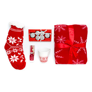 Personalisiertes "Weihnachten" Rotes Geschenkset. Einfarbiger Druck