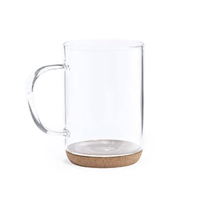 Heze. 450ml Glasbecher mit Korkboden. Ohne Personalisierung