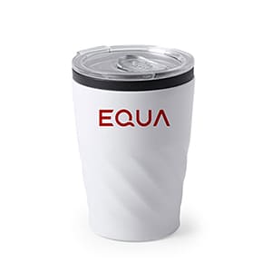 Revati. 350ml weißer Metallbecher mit Deckel- Einfarbiger Druck
