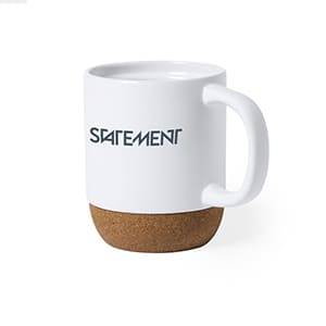 Bubup. 420ml Keramiktasse mit Korkboden, weiß. Ohne Personalisierung