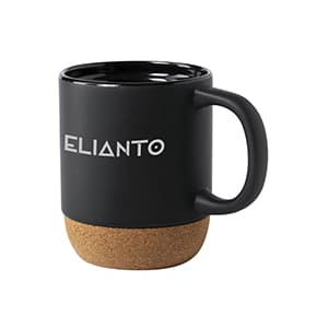 Bubup. 420ml Keramiktasse mit Korkboden, schwarz. Ohne Personalisierung