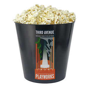 Personalisierter Popcorn-Eimer, schwarz, 2,5l. Mehrfarbiger Druck