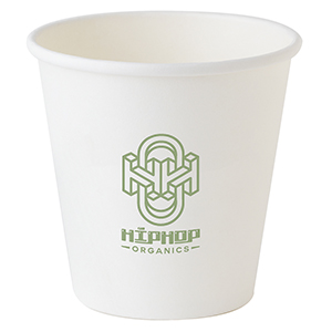 4oz Weisser Bio Papierbecher. Einfarbiger Druck