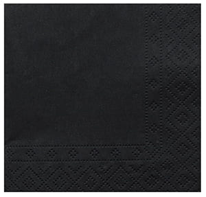 DC20 20x20 Schwarze Serviette 2-lagig. Standard Lieferung. Einfarbiger Druck