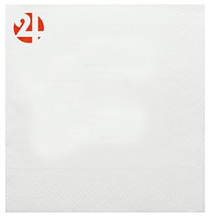 DC33 33x33 Weisse Serviette 2-lagig. Standard Lieferung. Einfarbiger Druck