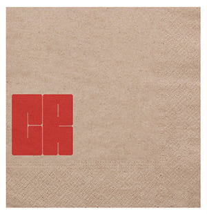 DC33 33x33 Recycelte Serviette 2-lagig. Standard Lieferung. Einfarbiger Druck