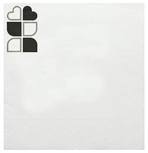 DC33 33x33 Weisse Serviette 2-lagig. Standard Lieferung. 2-Farbiger Druck
