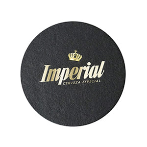 Posavasos personalizado redondo 9cm negro. 1-farbige Prägung