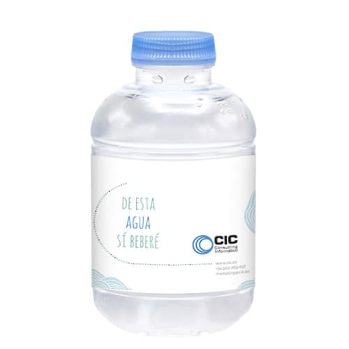 25cl Botella Barcelona rPET. Etiqueta Papel 1-2 colores. Tapón azul