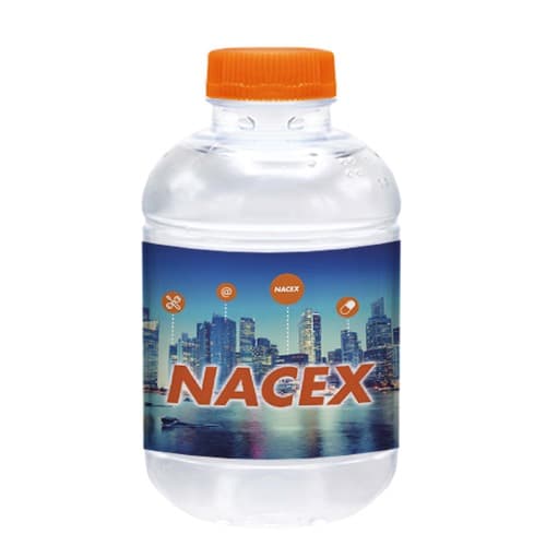 25cl Botella Barcelona rPET. Etiqueta Papel a todo color. Tapón naranja