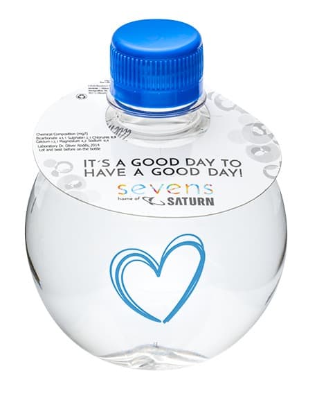 333 Botella redonda. Impresión directa + Collarín de papel 4 colores. Tapón azul