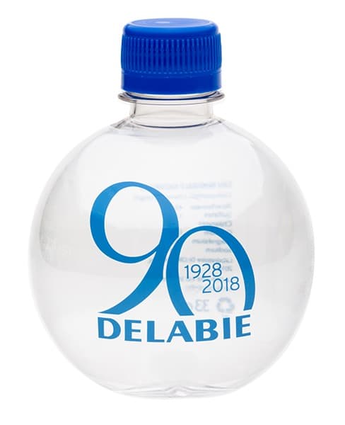 333 Botella redonda. Sleeve-Funda completa. Tapón azul