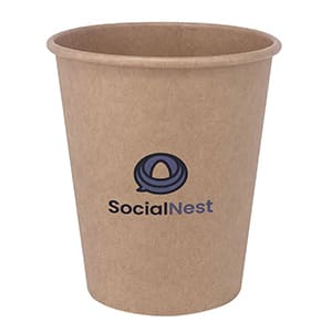 Vaso cartón marrón PLA Bio 180ml personalizado. A 2 colores