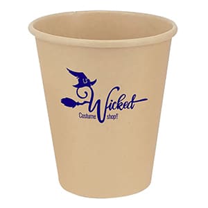 Vaso cartón marrón PLA Bio 220ml personalizado. A un color