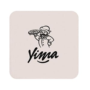 Sous-verre personnalisé carré blanc 9cm. Marquage 1 couleur
