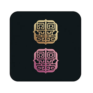 Sous-verre personnalisé carré noir 9cm. 2 couleurs stamping