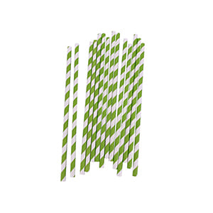Pajita de papel verde claro y blanco 20cm