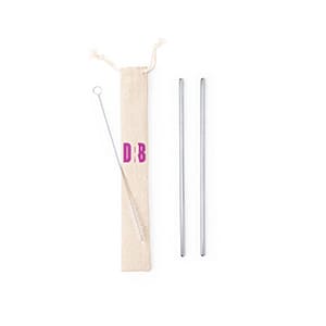 Bamboo-me. Conjunto de pajitas de bambú. Impresión a un color en la bolsa
