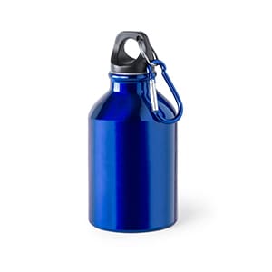 Henzo. Bidón de metal pequeño azul con mosquetón, 330ml. Sin personalizar