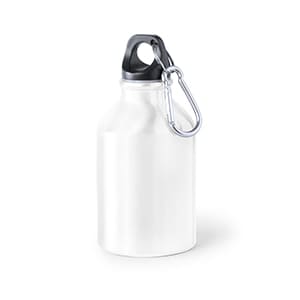 Henzo. Bidón de metal pequeño blanco con mosquetón, 330ml. Sin personalizar