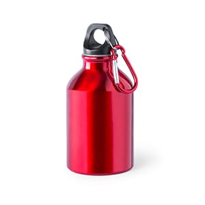 Henzo. Bidón de metal pequeño rojo con mosquetón, 330ml. Sin personalizar