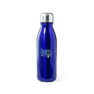 Ran. Bidón personalizado de metal de 550ml azul con acabado brillante. Marcado a 1 color