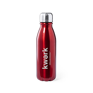 Ran. Bidón personalizado de metal de 550ml rojo con acabado brillante. Marcado a 1 color