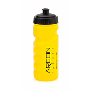 Iskan. Bidón personalizado de 50cl sport amarillo de plástico. Marcado a 1 color