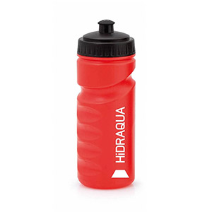 Iskan. Bidón personalizado de 50cl sport rojo de plástico. Marcado a 1 color