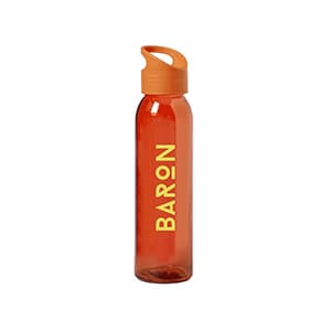 Tislit. Customized 470ml Orange glass bottle. Permanent vitrified 1 color