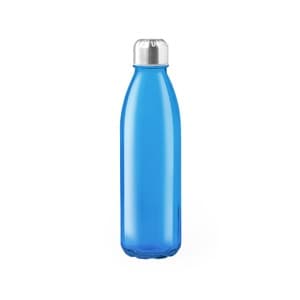 Solaris. Botella de agua de cristal azul de 650ml con tapón inox. Sin personalizar