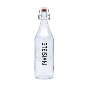 Retro Lisa 50. Botella de agua de cristal personalizada con tapón mecánico. Marcaje 1 color