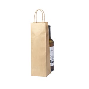 Packpapierbeutel mit Tragegriff, für Flasche. Ohne Personalisierung