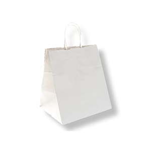 Take-away. Bolsa de papel blanco con asa. Sin personalizar