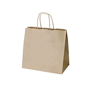 Take-away. Bolsa de papel marrón con asa. Sin personalizar