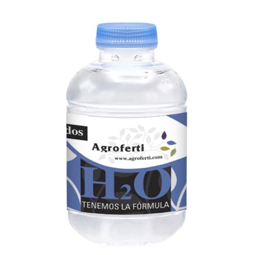 25cl Bouteille rPET Barcelona. Étiquette plastique Quadri. Bouchon bleu
