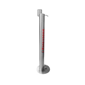 Distributeur de gel hydroalcoolique à pédale en inox. Personnalisé. En location