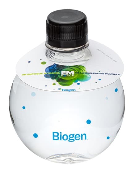 333 Bouteille ronde. Impression directe + collerette en papier impression Quadri. Bouchon noir
