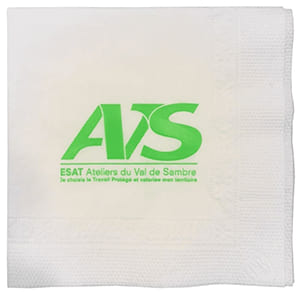 DC20 Serviette blanche 2 plis 20x20. Livraison standard. Impréssion une couleur