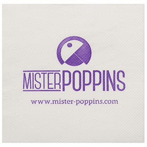 DP33 Serviette blanche Double Point 33x33. Livraison Express. Impréssion une couleur
