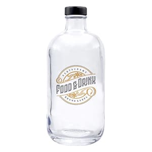 ERA 500. Bouteille d´eau en verre personnalisé avec bouchon argenté. 1 couleur vitrifiée permanente