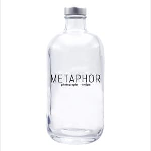 ERA 500. Bouteille d´eau en verre personnalisé avec bouchon argenté. Impression une couleur