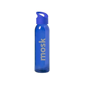 Tislit. Bouteille en verre bleue personnalisée de 470ml avec bouchon couleur. Impression une couleur